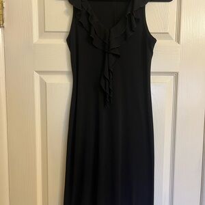 Jodi Kristopher Black Ruffled Midi Dress